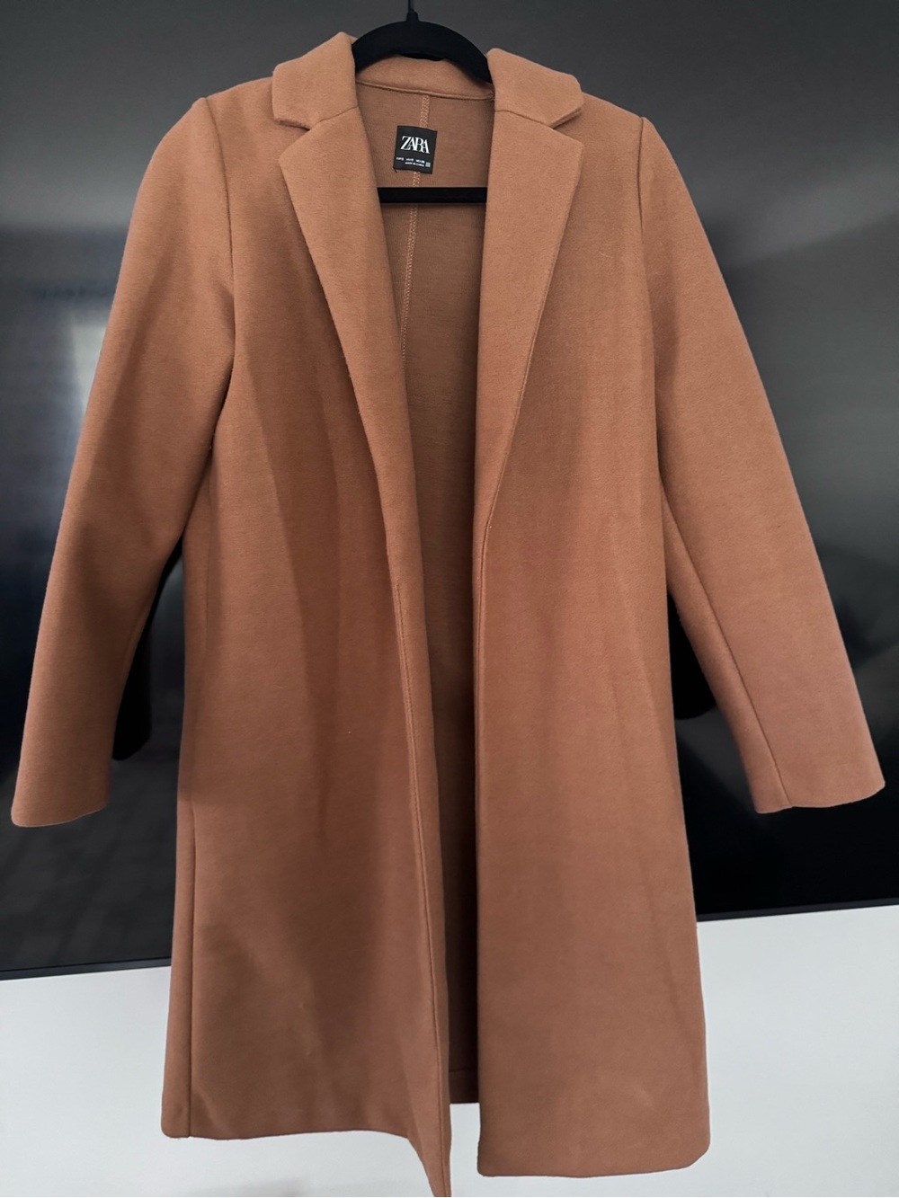 Zara Camel Single-Color Tailored Long Coat